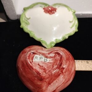 Ann Patricia Bridges Ceramic Pink Rose Green Trimmed Trinket Box Hand-painted